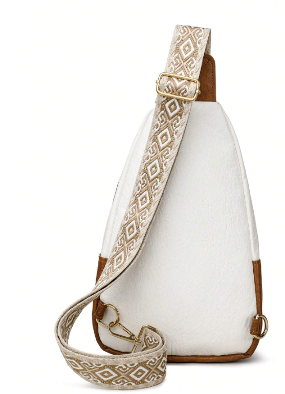 Colorblock Plaid Crossbody Bag - Rose Gold