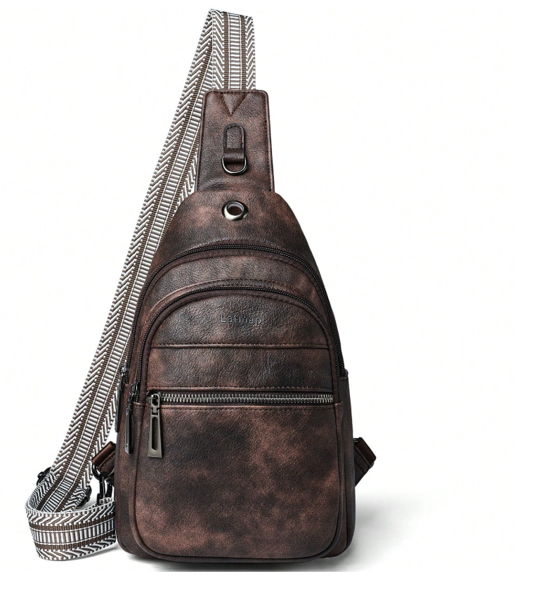 LATMAP Vegan Leather Sling Bag - Claret
