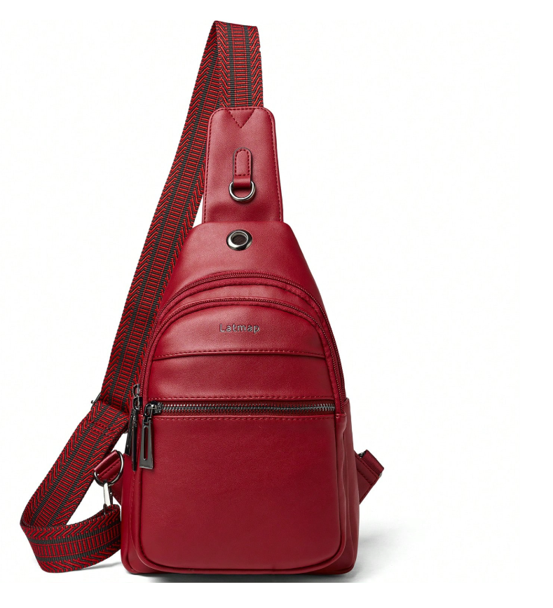 LATMAP Vegan Leather Sling Bag - Claret