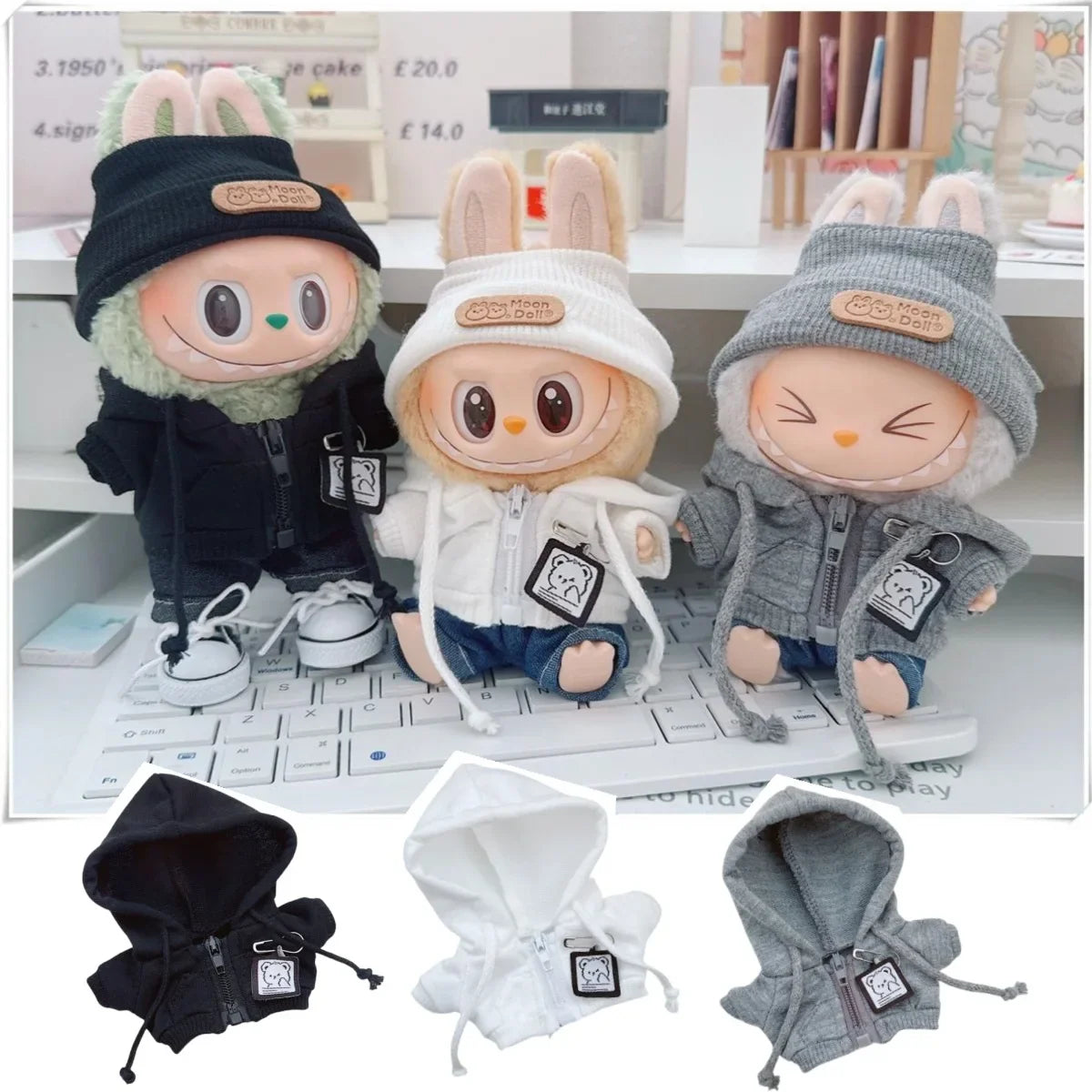 BULINBULIN Labubu Hoodie Pendant Outfit Set