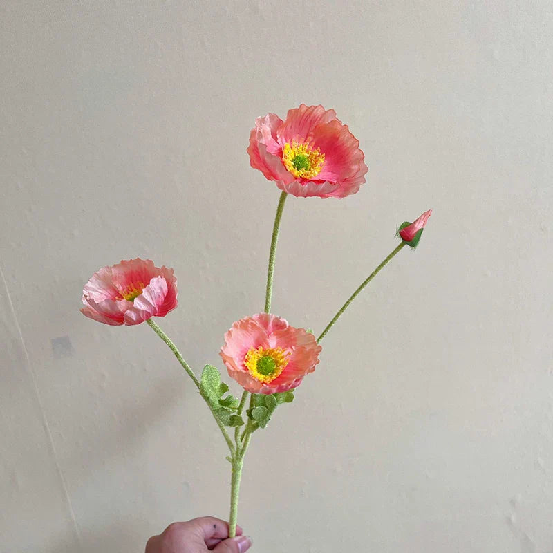 Silk Poppy Flower Branch