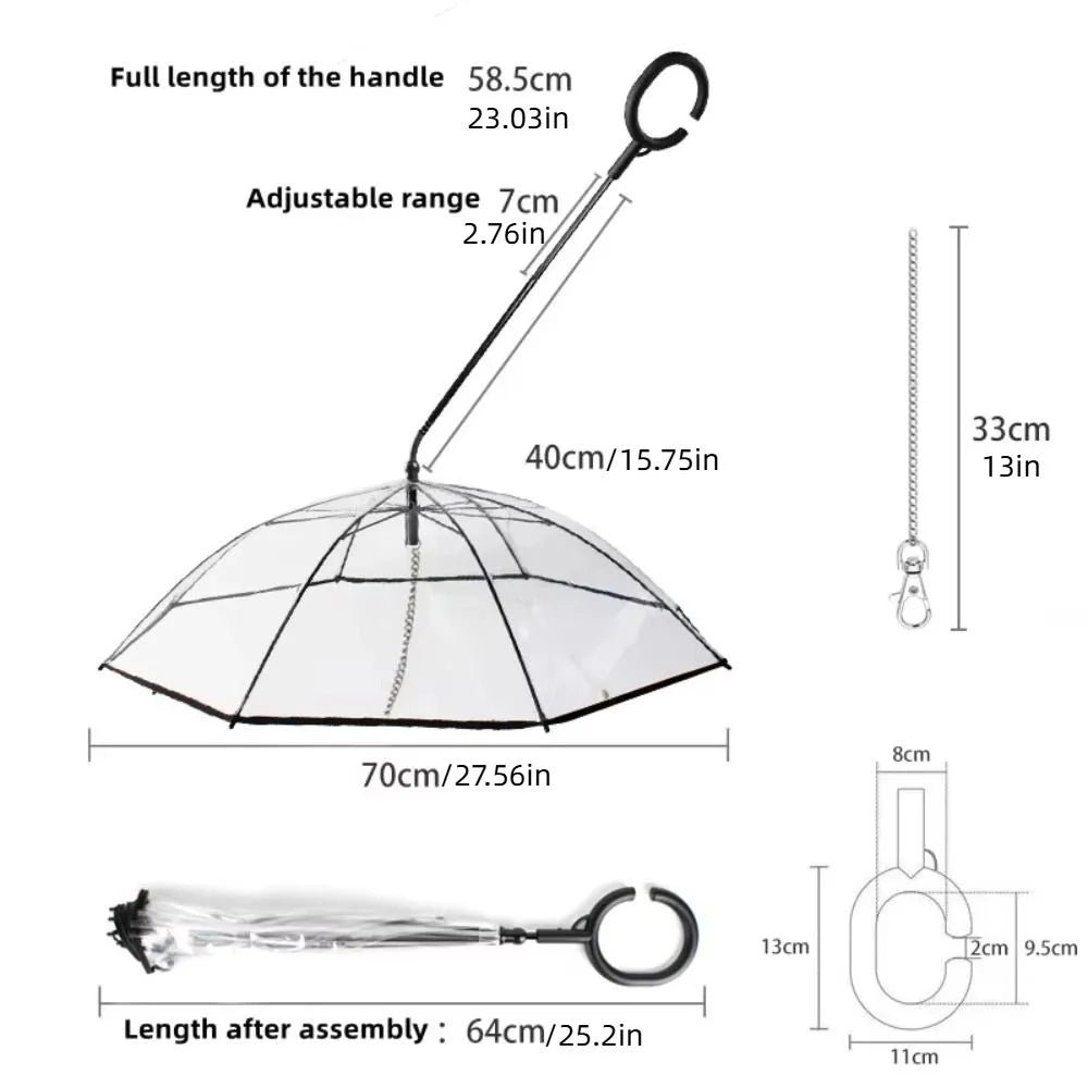 Clear Dog Umbrella with Leash