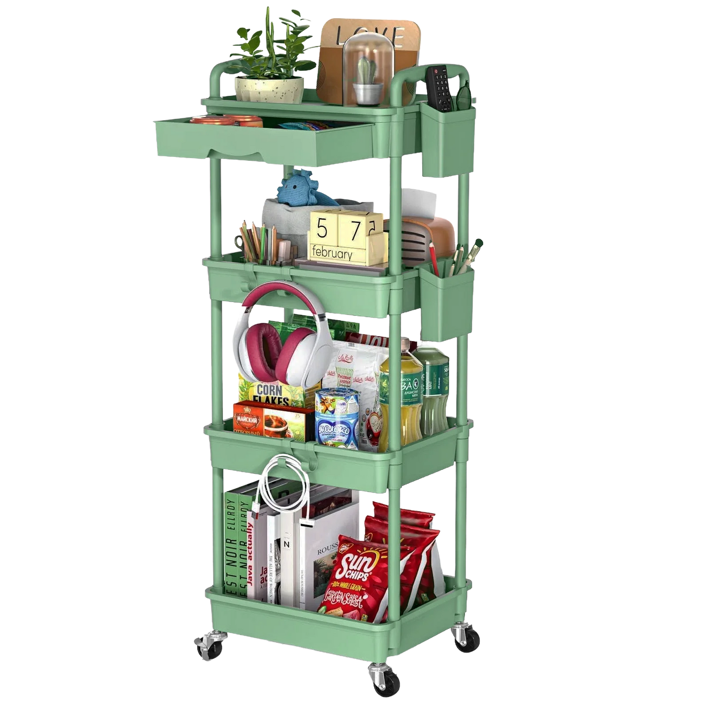 4-Tier Rolling Utility Cart with Drawer