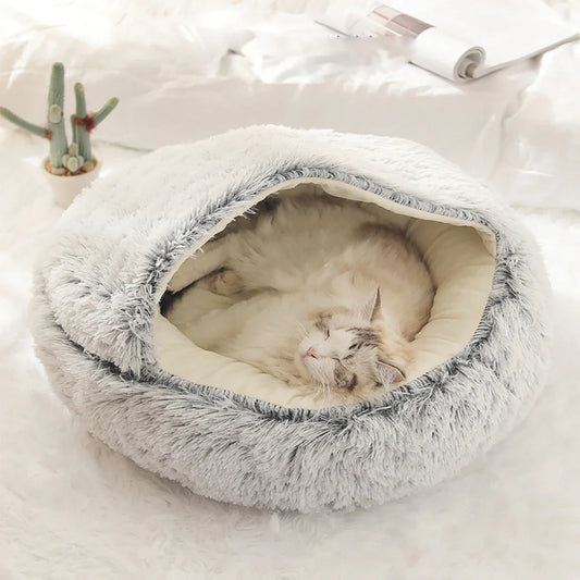 Cozy Plush Hooded Pet Bed