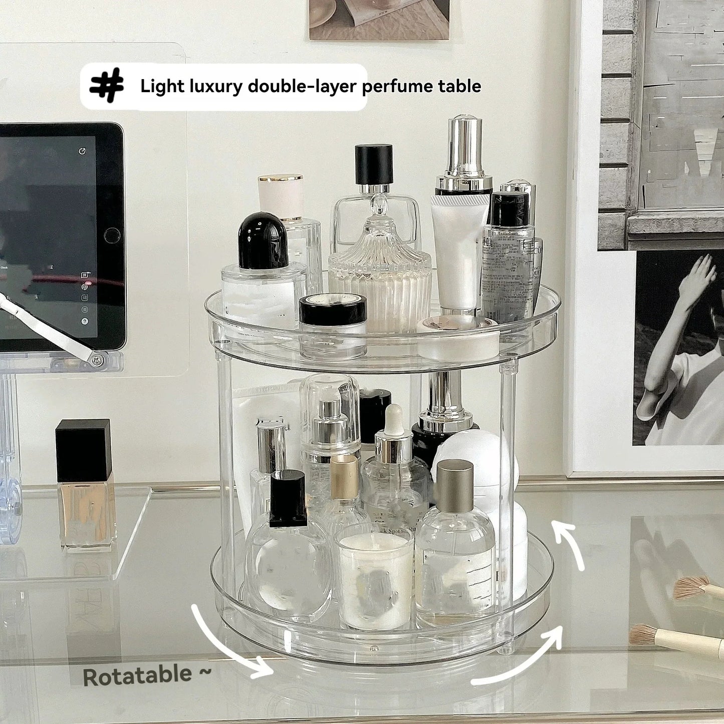 Rotating Multi-Layer Cosmetic Organizer