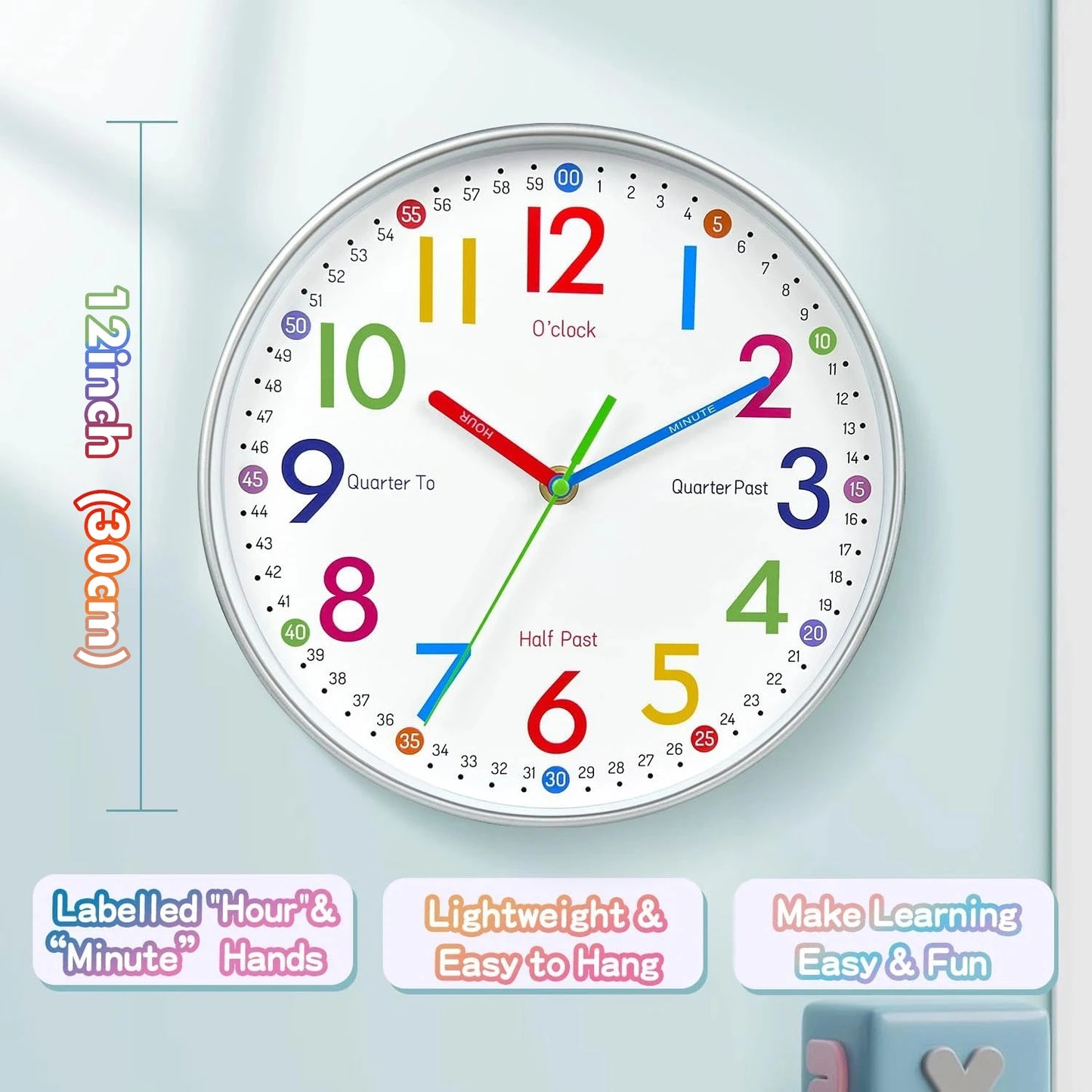 12 Inch Kids Wall Clock