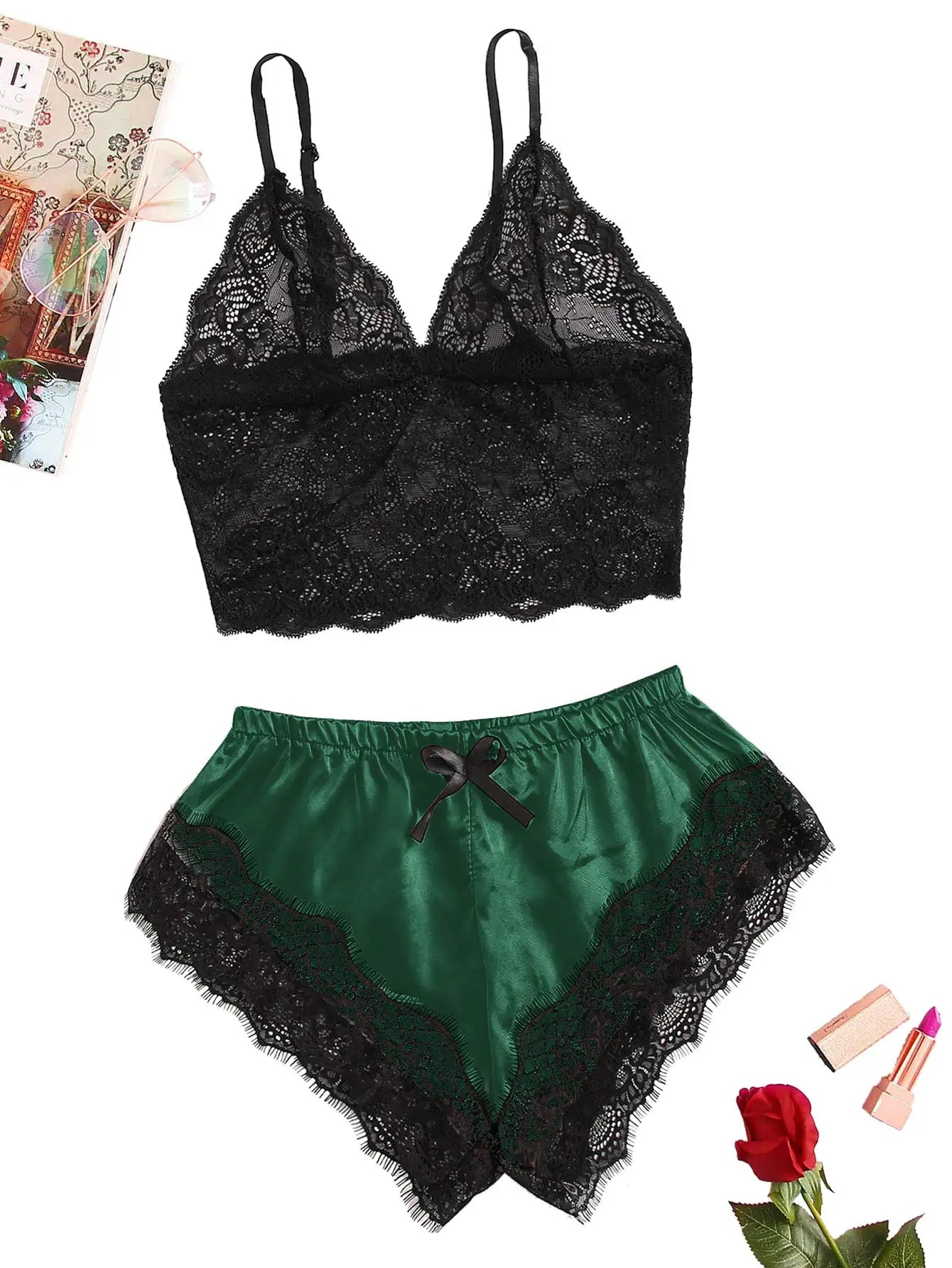 Women's Lace Lingerie Sleepwear Set