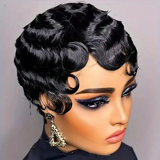 Short Finger Wave Human Hair Wig