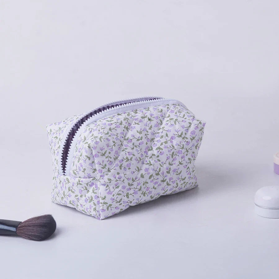 Floral Quilted Makeup Organizer