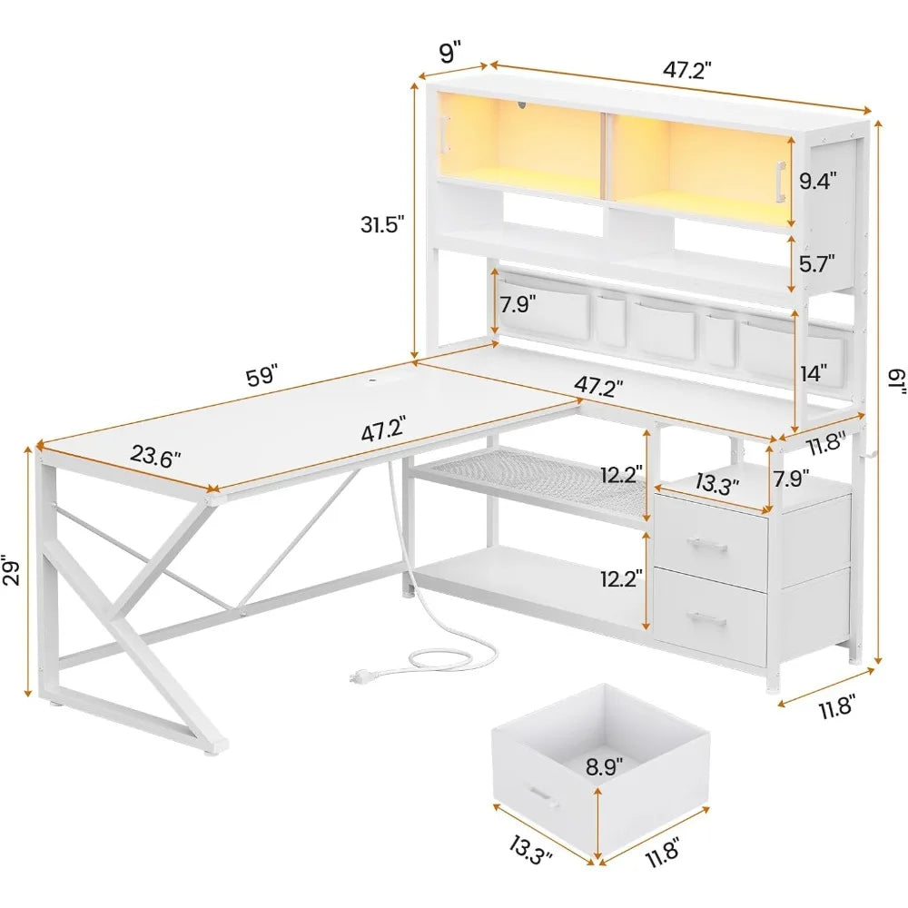 CHENGWEI L-Shaped LED Gaming Desk