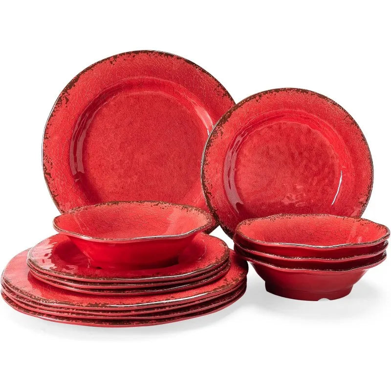 Crackle Melamine Dinnerware Set