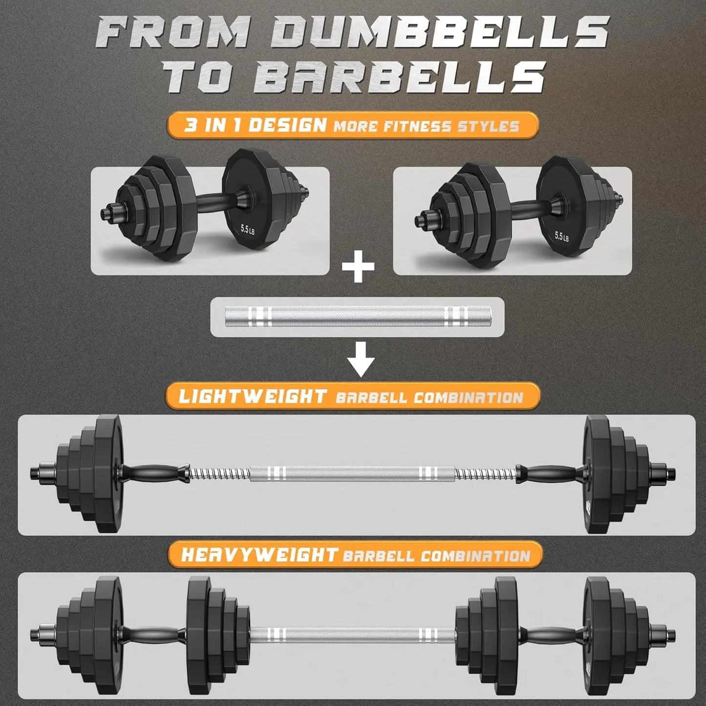 Adjustable Dumbbell Barbell Set