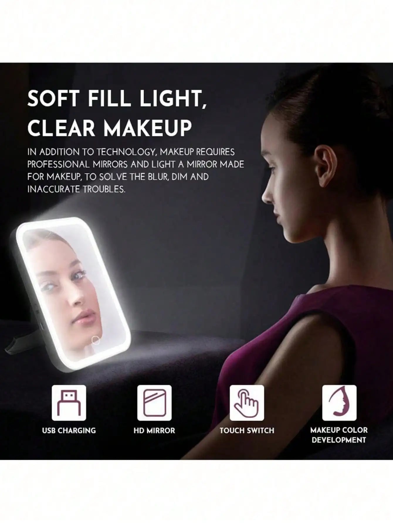 Folding LED Makeup Mirror