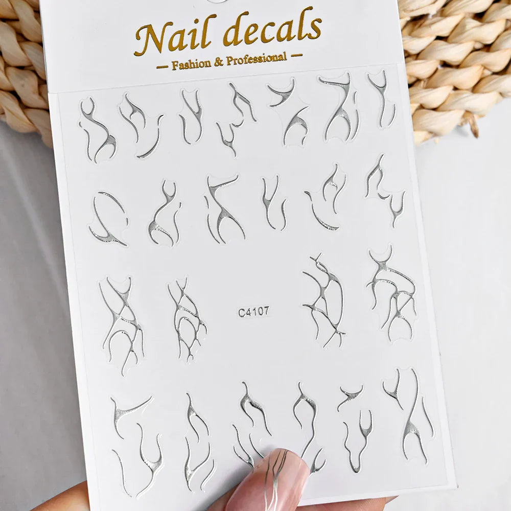 3D Metal Flame Nail Stickers