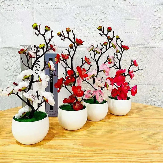 Artificial Plum Flower Pot