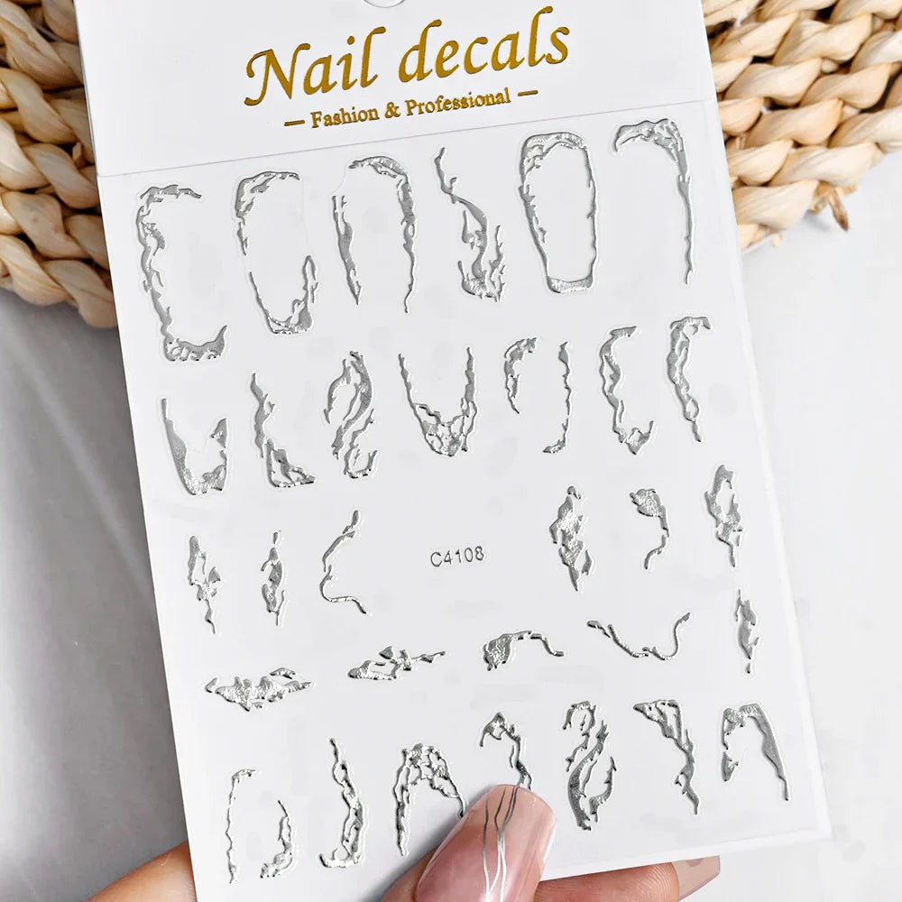 3D Metal Flame Nail Stickers