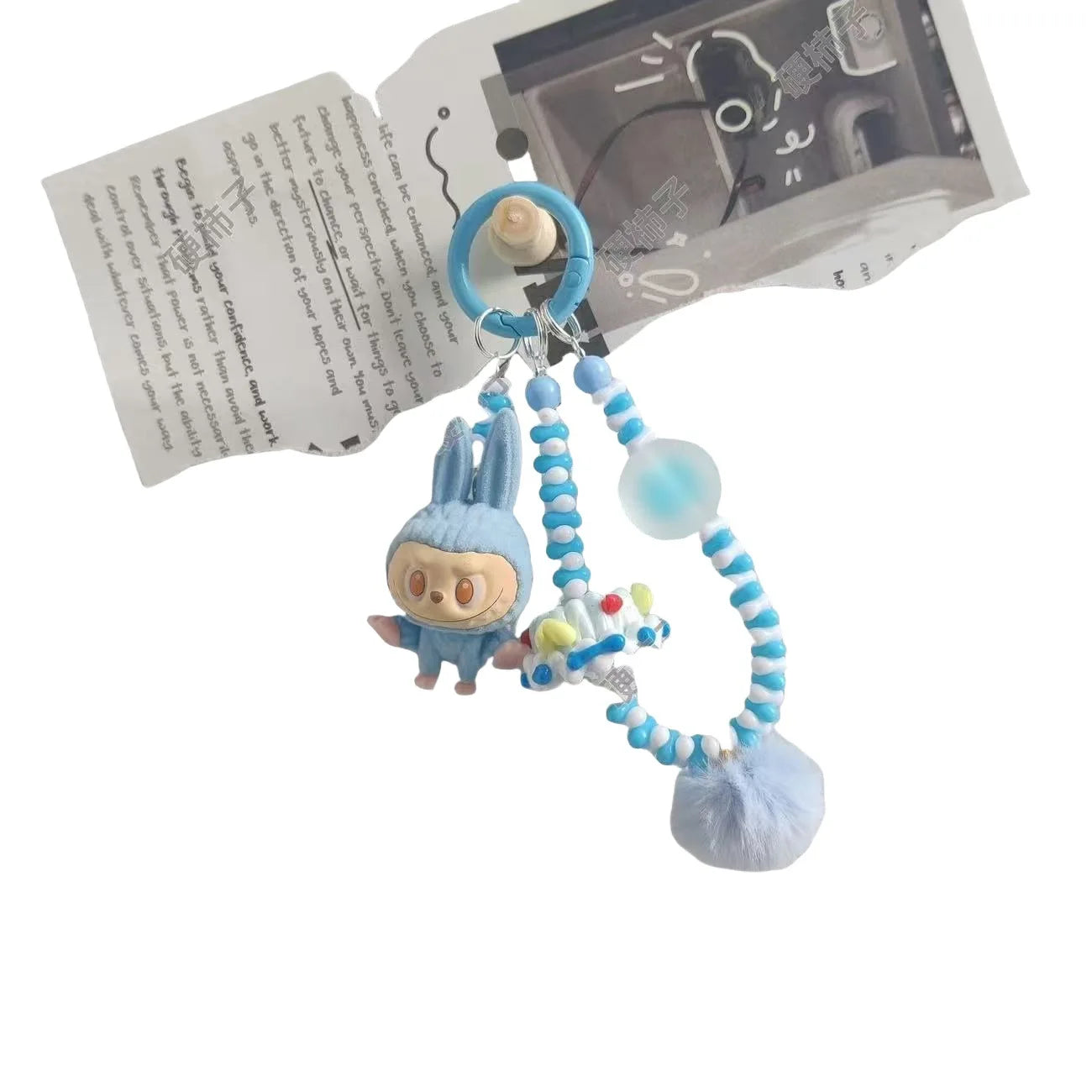 Labubu Yoga Mini Flocking Keychain Pendant