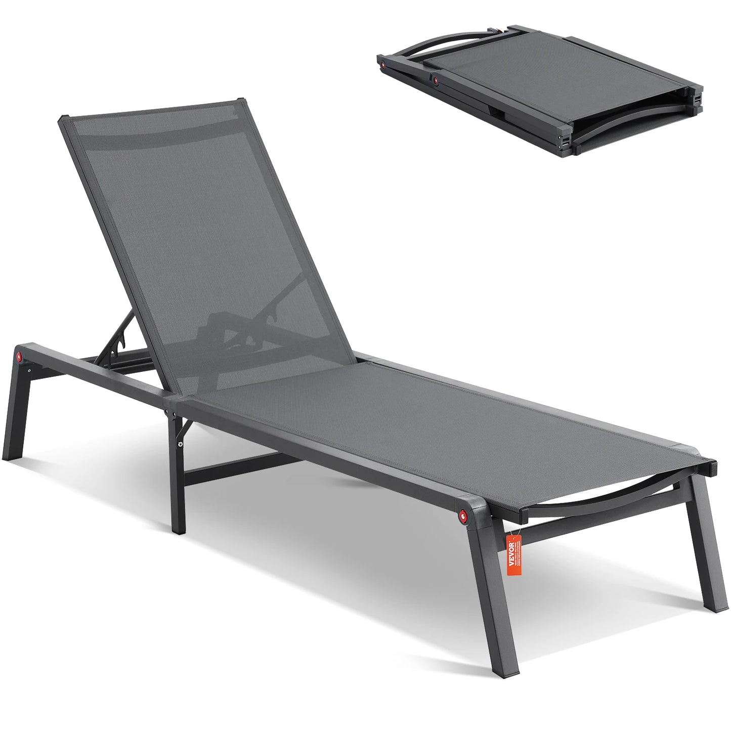 SucceBuy Outdoor Aluminum Chaise Lounge