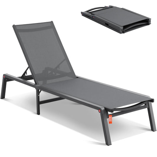 SucceBuy Outdoor Aluminum Chaise Lounge