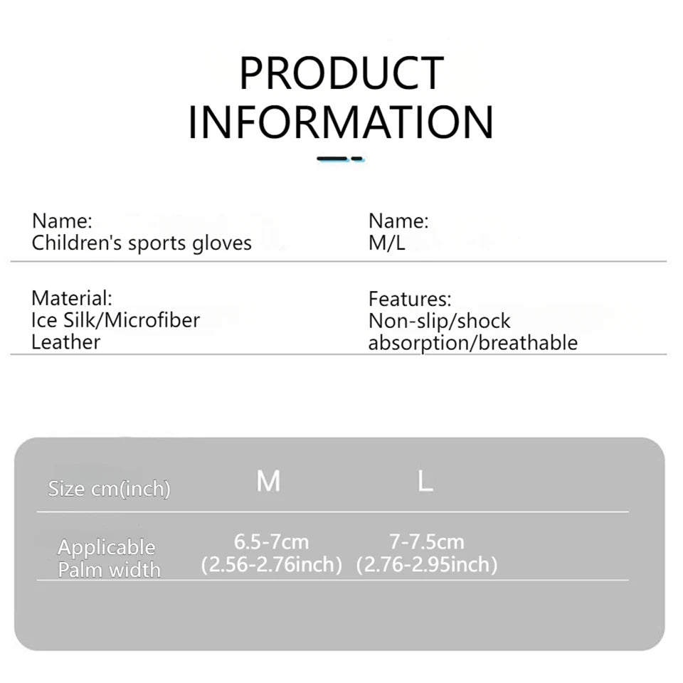 Kids Half Finger Sports Gloves