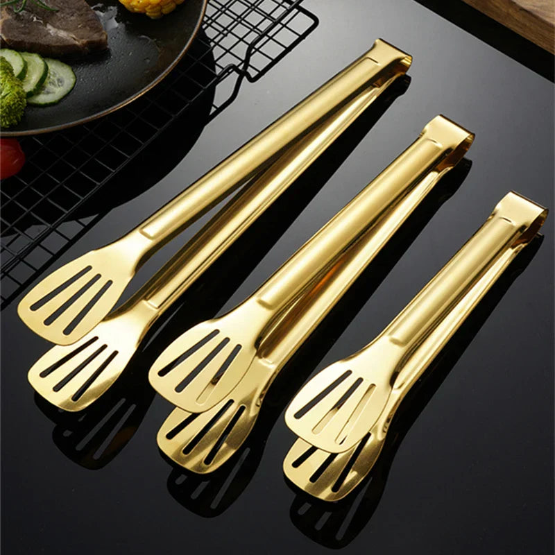 Gold Stainless Steel BBQ Tongs