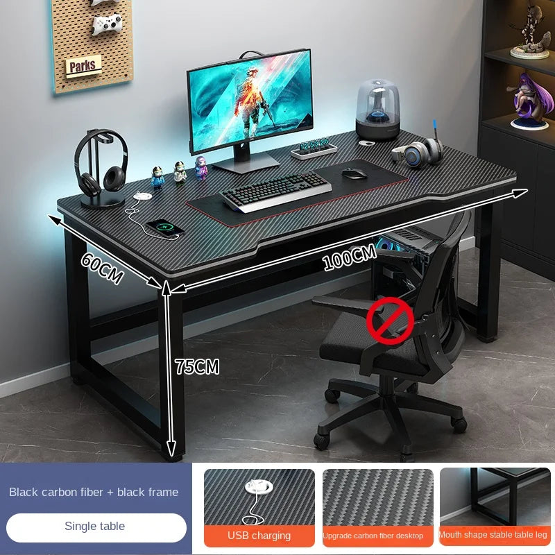 OLOEY European Black Metal Computer Desk