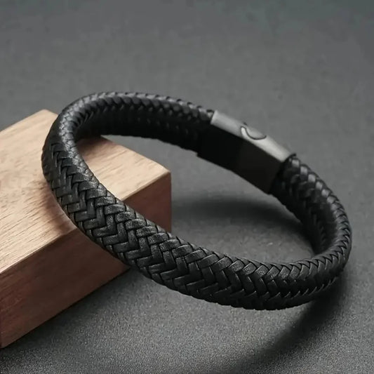 Men's Black PU Leather Bracelet