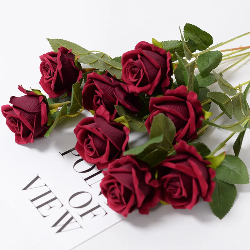 Flower Red Rose Artificial Branch Set