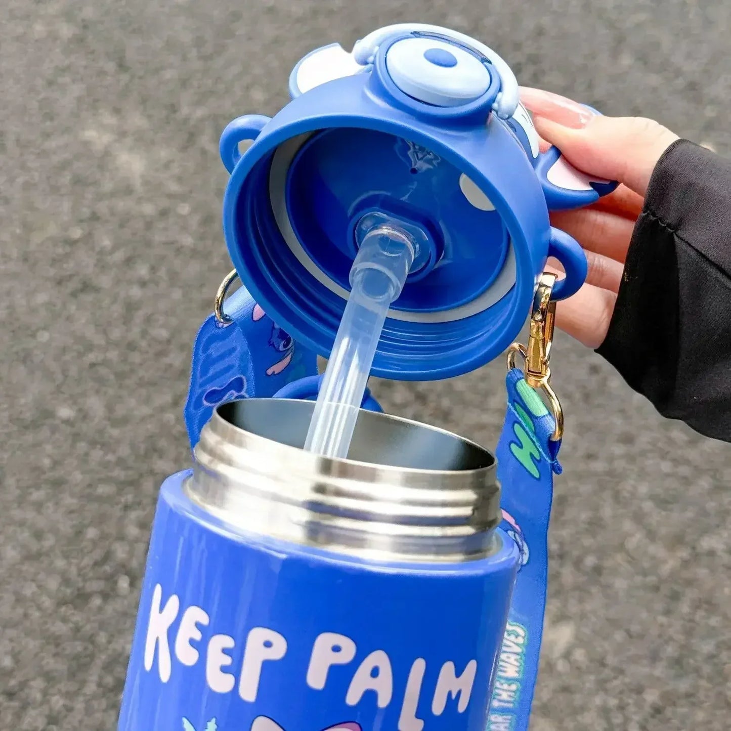 Kids stainless steel Water Bottle with strap