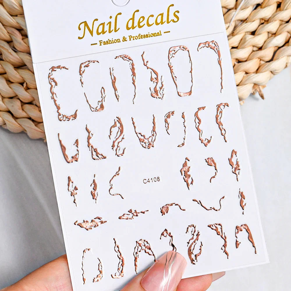 3D Metal Flame Nail Stickers