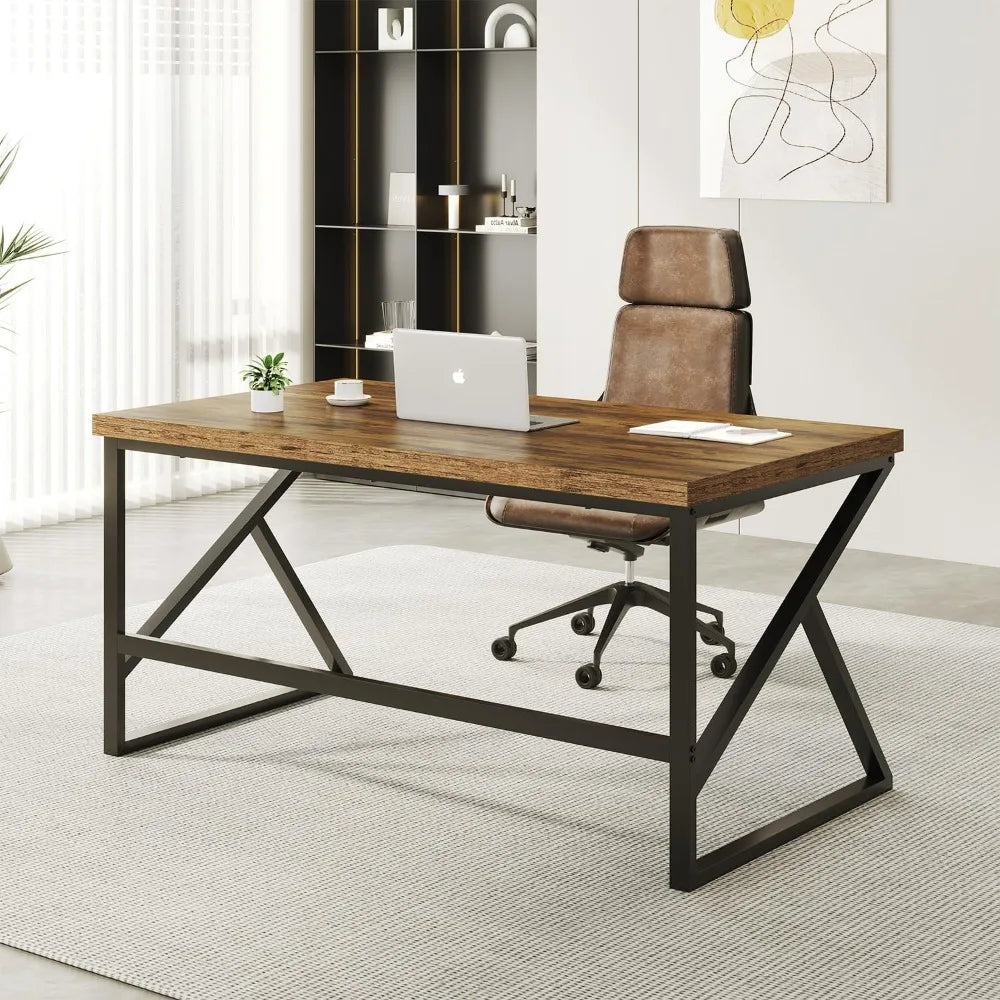 CHENGWEI Rustic Industrial Home Office Desk