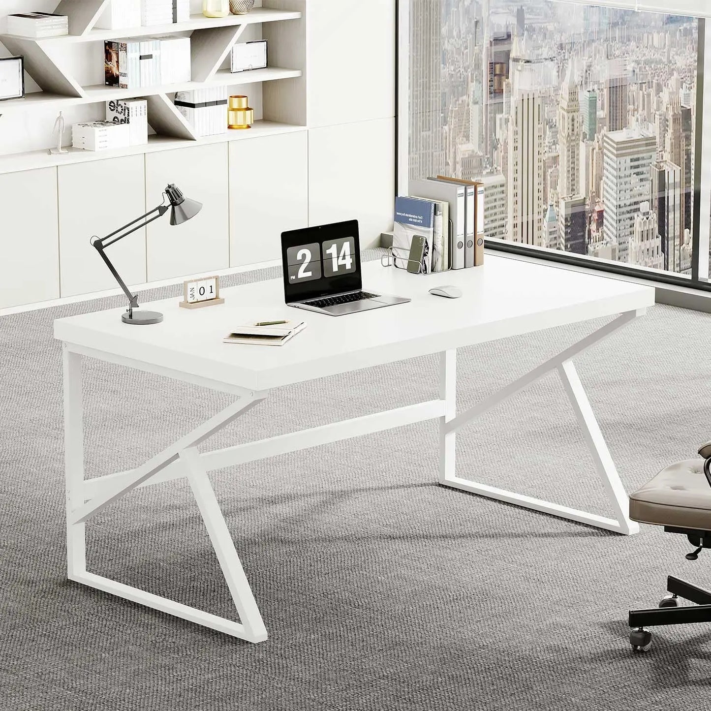 CHENGWEI Rustic Industrial Home Office Desk