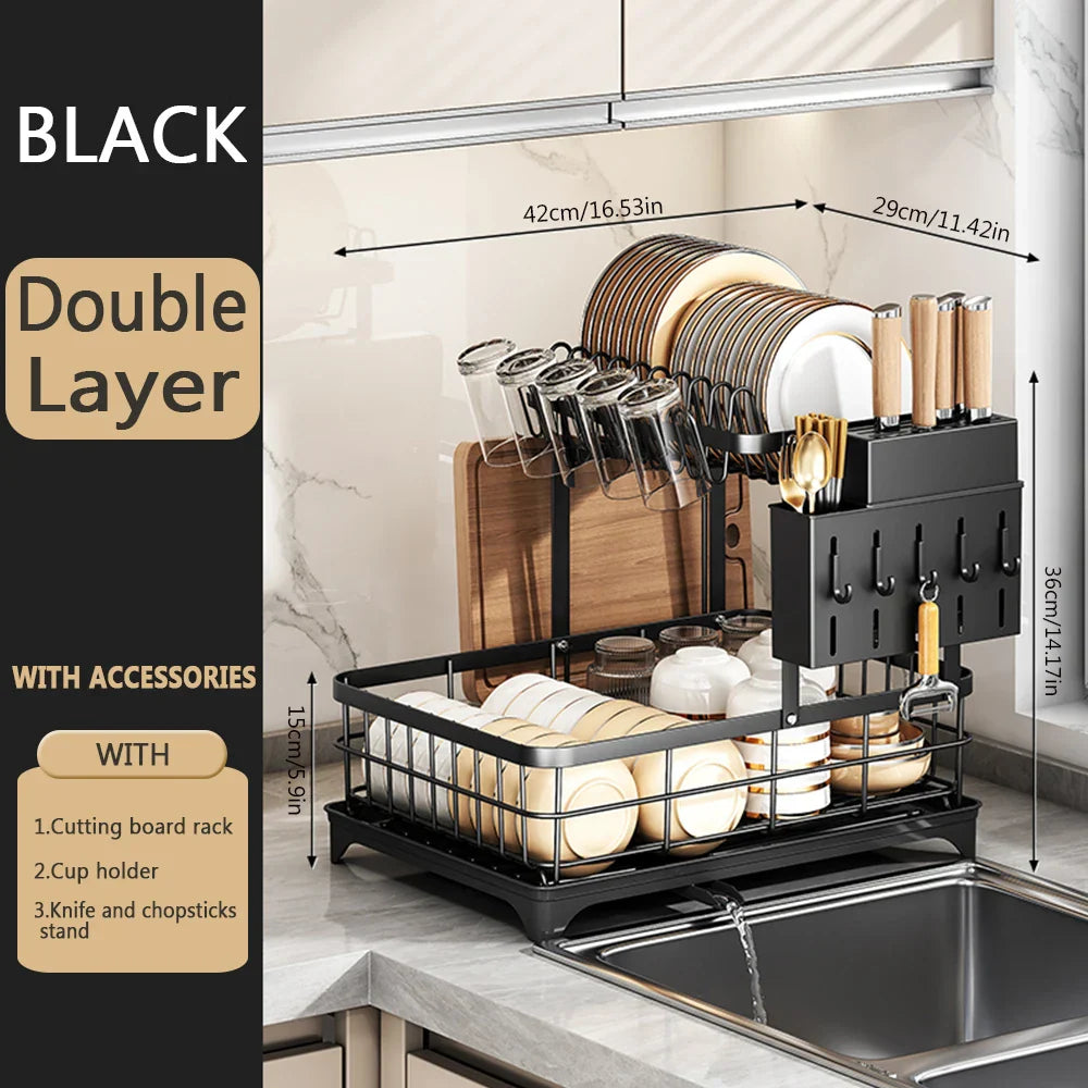 Adjustable Tier Dish Drying Rack