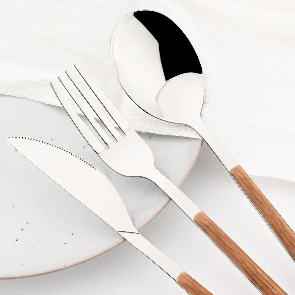 Stainless Steel Wooden Cutlery Set