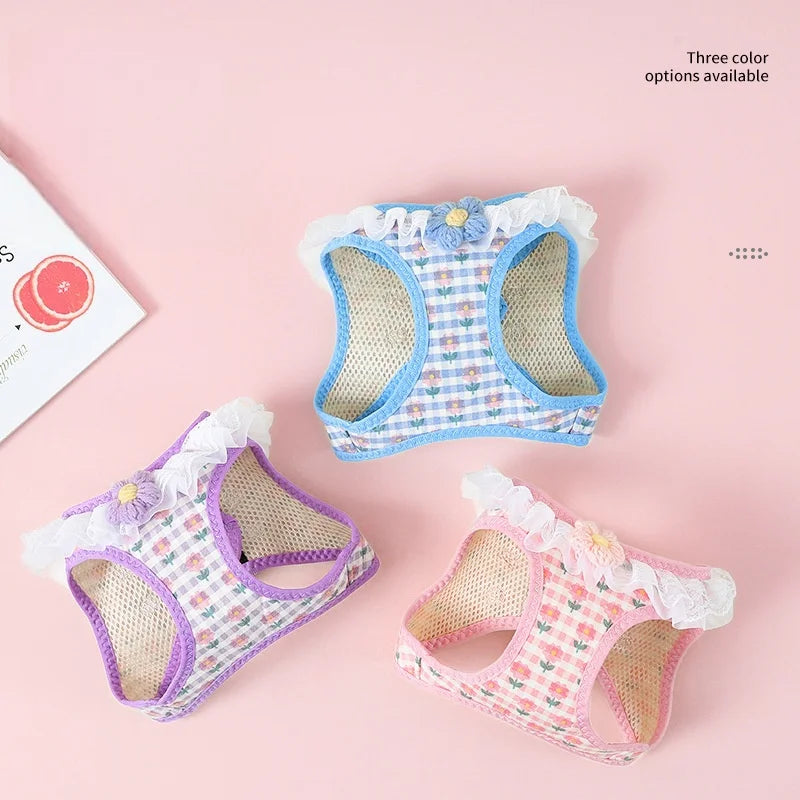 Floral Lace Pet Harness Set