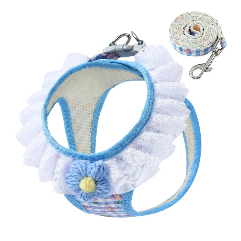 Floral Lace Pet Harness Set