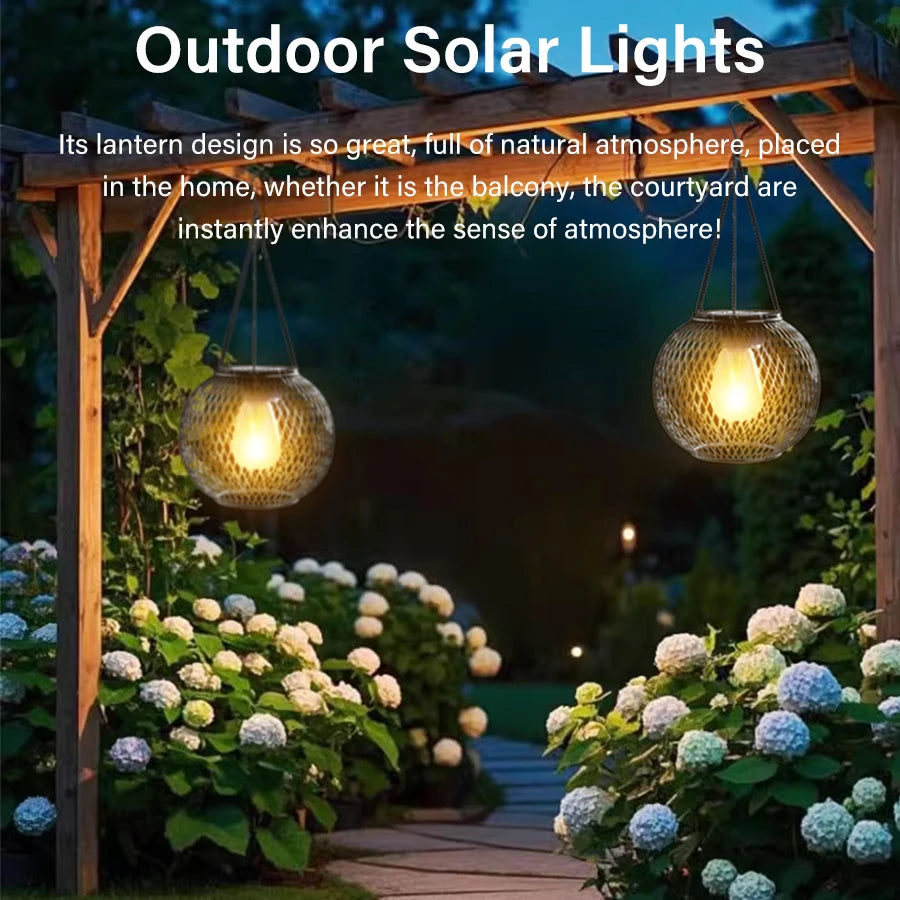 Outdoor Solar Hanging Iron Lantern