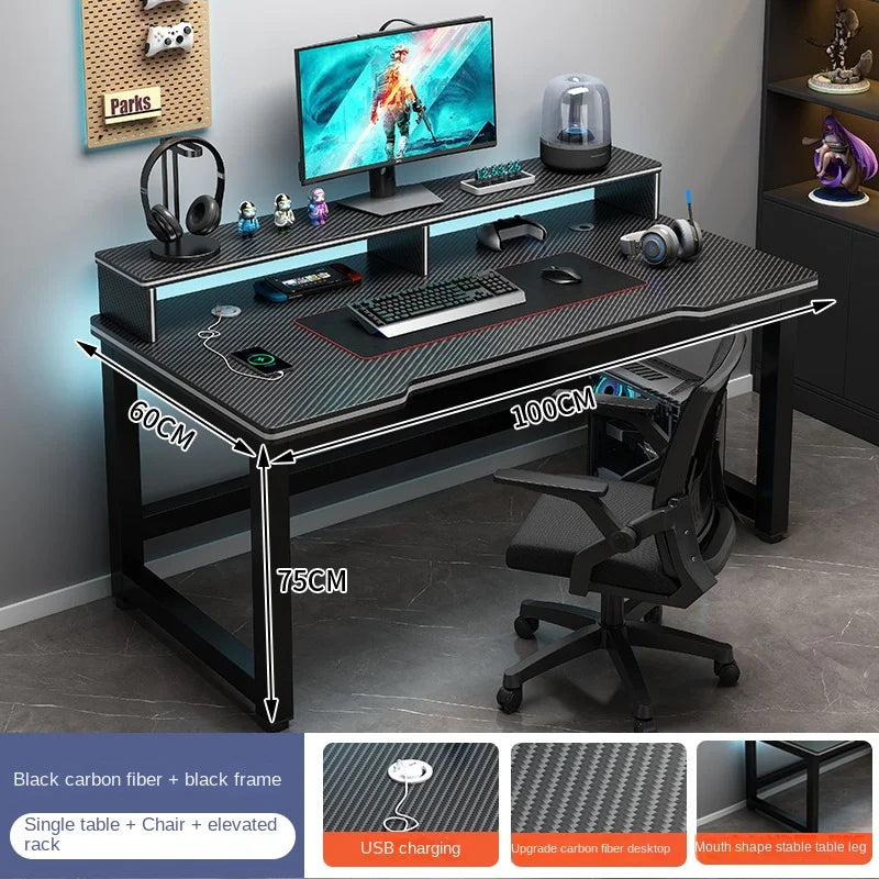 OLOEY European Black Metal Computer Desk