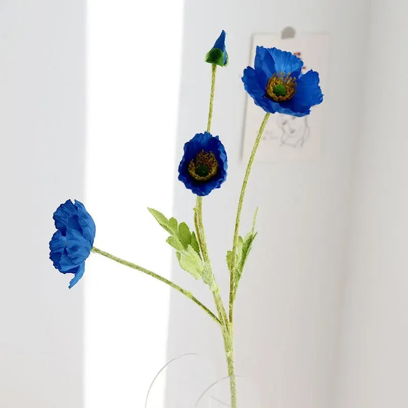 Silk Poppy Flower Branch