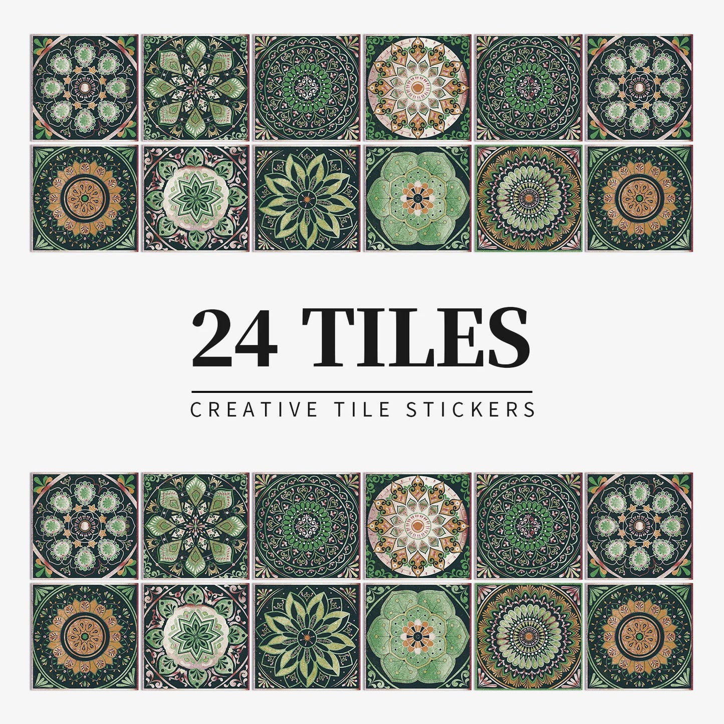 24pcs Mandala Retro Self-Adhesive Tile Stickers