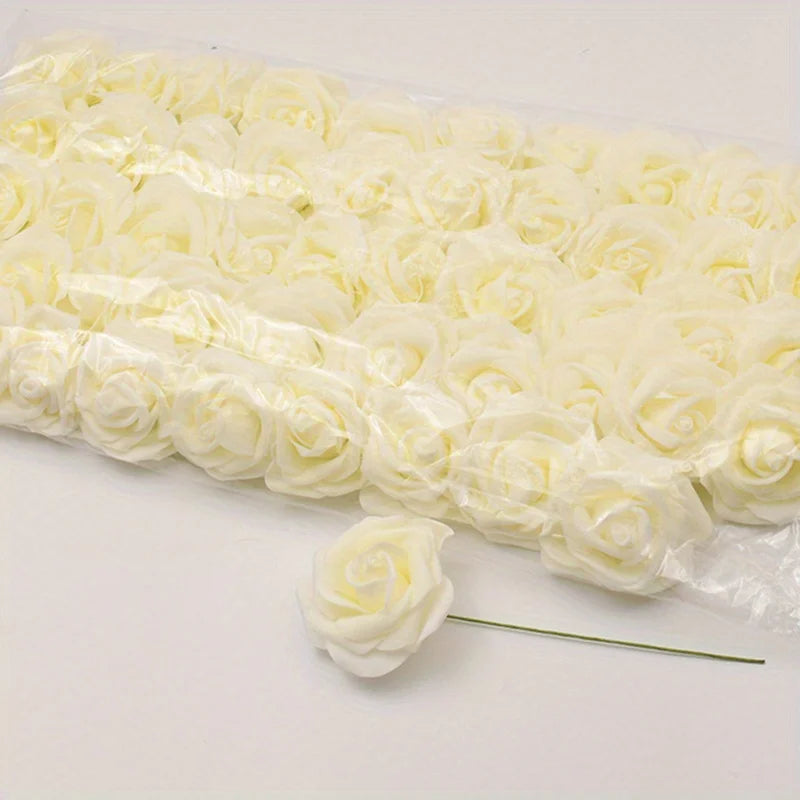 White PE Rose Flower Heads