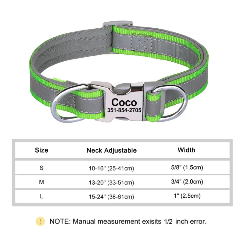 Reflective Personalized Nylon Dog Collar