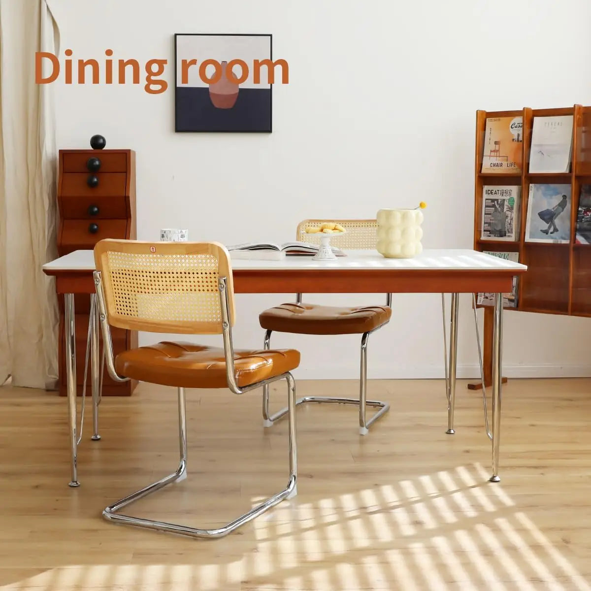 Modern Faux Leather Rattan Chairs