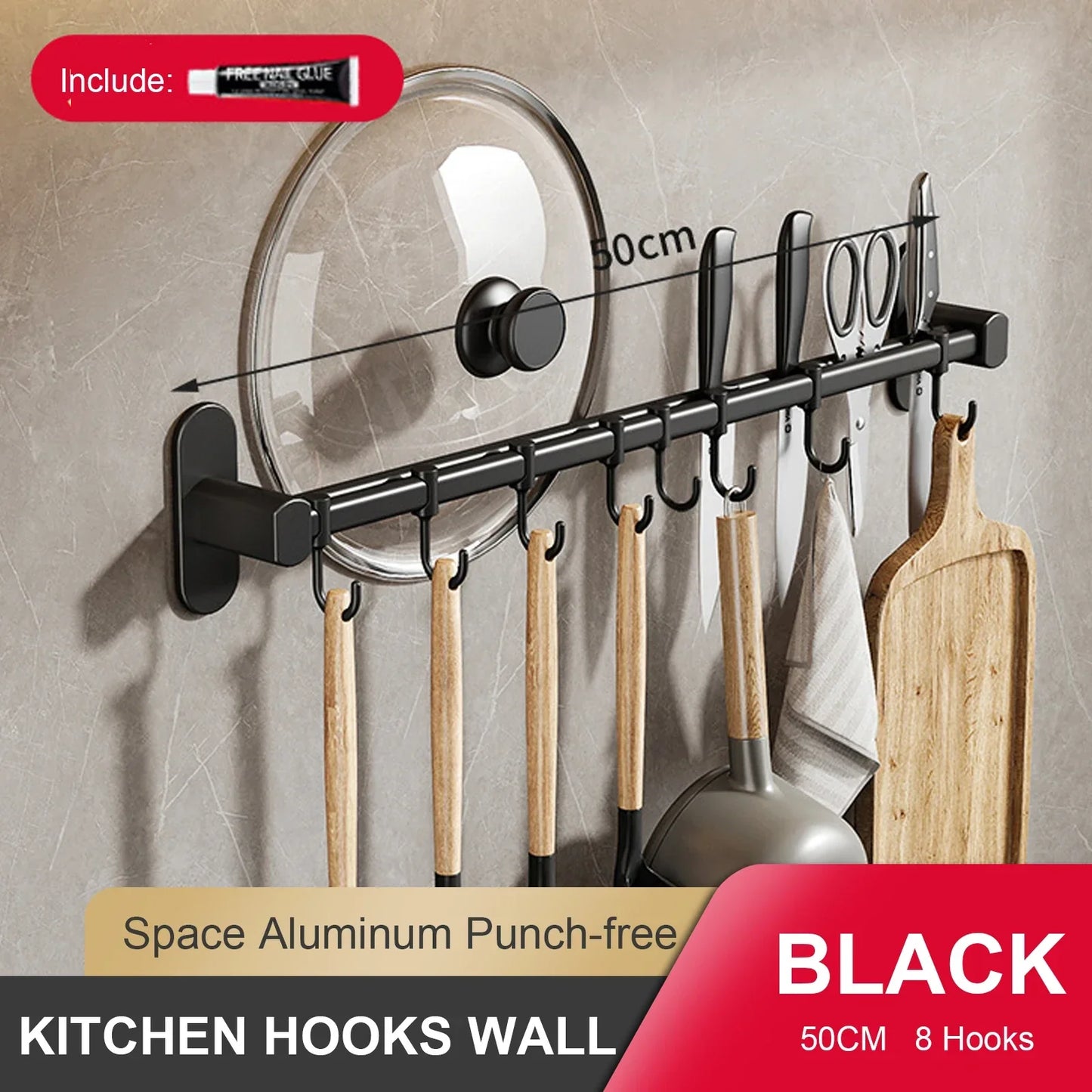 No-Punch Wall Kitchen Rack