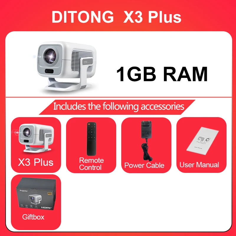 DITONG X3Plus HD Smart Projector