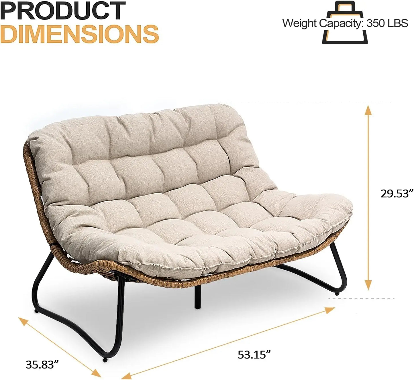 Boho Rattan Outdoor Loveseat Couch