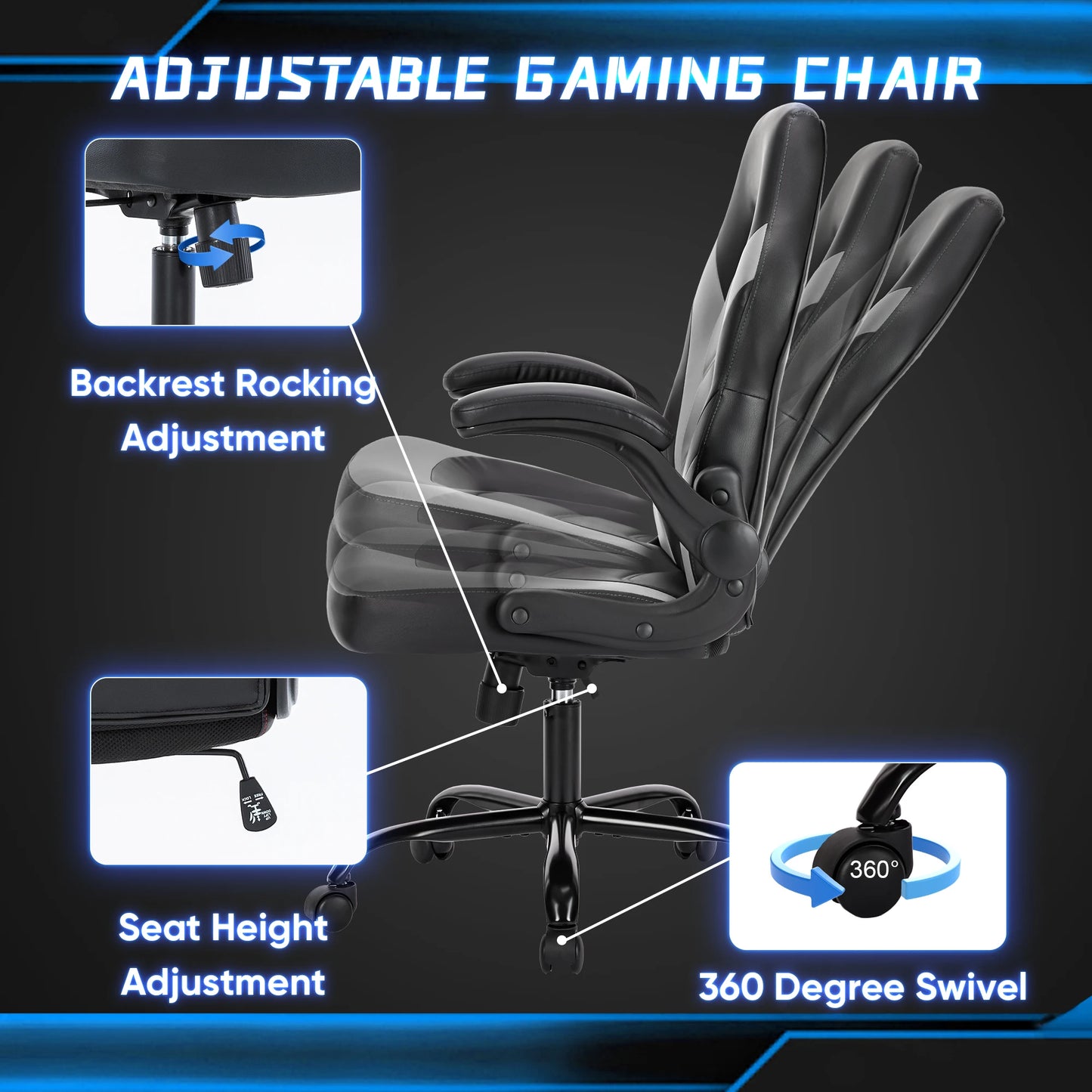 JHK Ergonomic PU Leather Gaming Chair