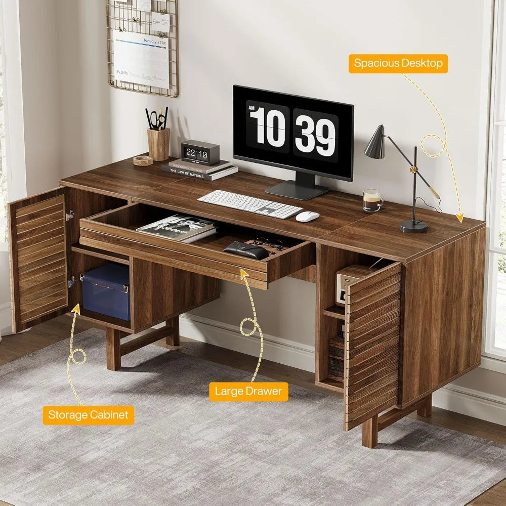 59-Inch Rustic Executive Desk