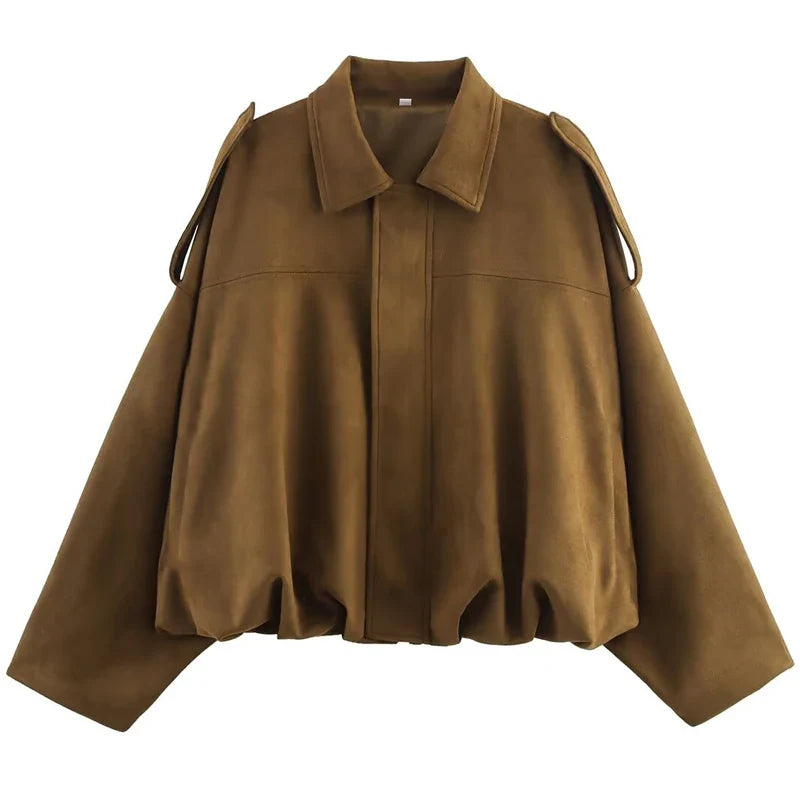 HXAO Women’s Suede Bomber Jacket