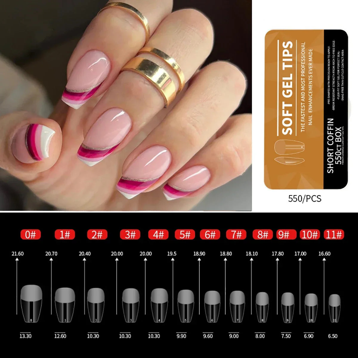 550Pcs Gel Nail Tips Set